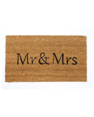 Kokosmåtte med tekst "Mr & Mrs"