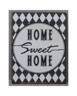 Metalskilt med tekst. "Home Sweet Home"